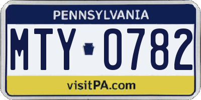 PA license plate MTY0782