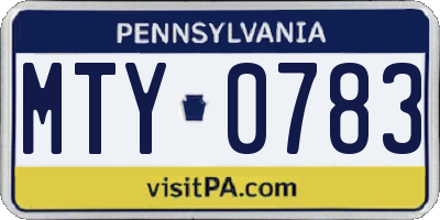 PA license plate MTY0783