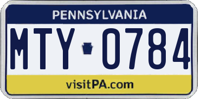 PA license plate MTY0784