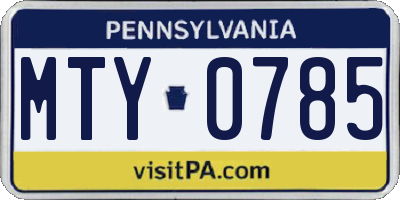 PA license plate MTY0785