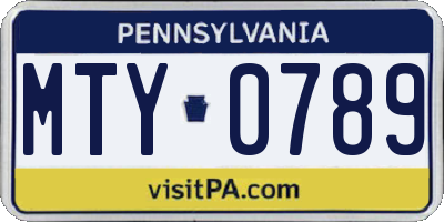 PA license plate MTY0789
