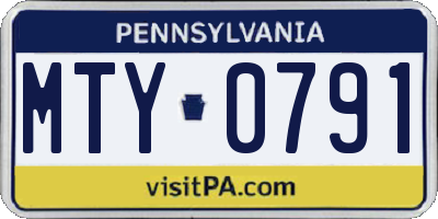 PA license plate MTY0791