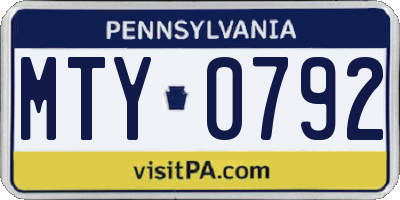 PA license plate MTY0792