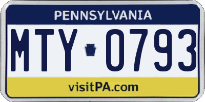 PA license plate MTY0793