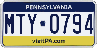 PA license plate MTY0794