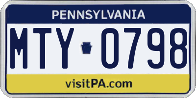 PA license plate MTY0798