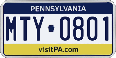 PA license plate MTY0801