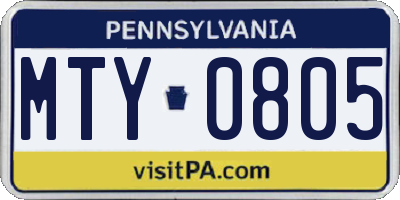PA license plate MTY0805