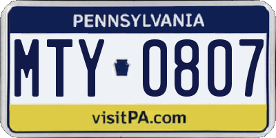 PA license plate MTY0807