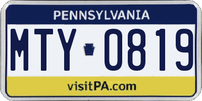PA license plate MTY0819