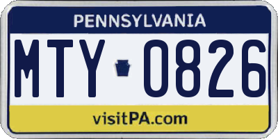 PA license plate MTY0826