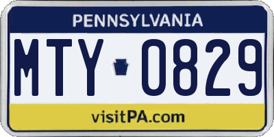 PA license plate MTY0829