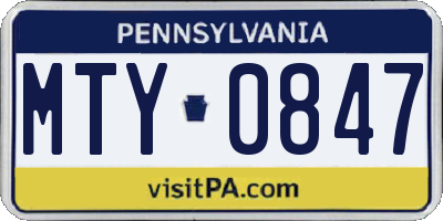 PA license plate MTY0847