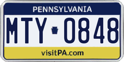 PA license plate MTY0848