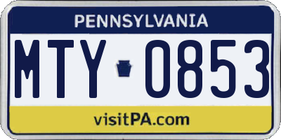 PA license plate MTY0853
