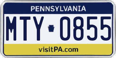 PA license plate MTY0855