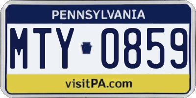 PA license plate MTY0859