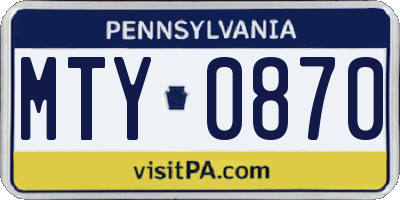 PA license plate MTY0870