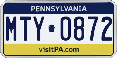 PA license plate MTY0872