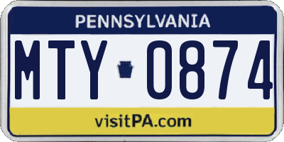 PA license plate MTY0874