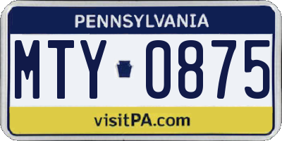 PA license plate MTY0875