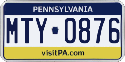PA license plate MTY0876