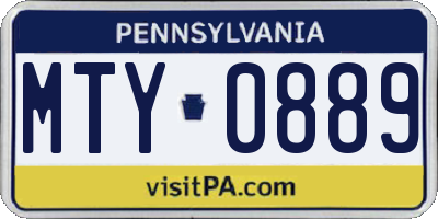 PA license plate MTY0889