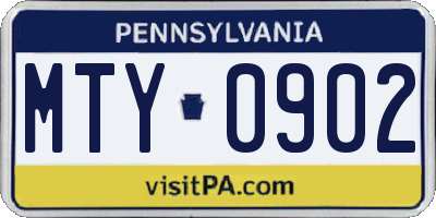 PA license plate MTY0902