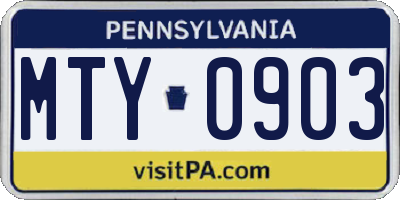PA license plate MTY0903