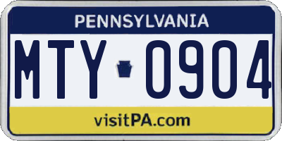 PA license plate MTY0904