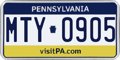 PA license plate MTY0905
