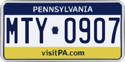 PA license plate MTY0907