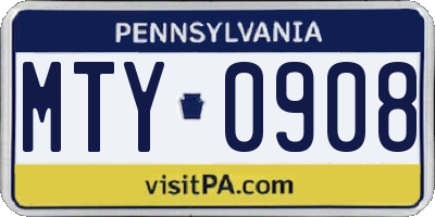 PA license plate MTY0908