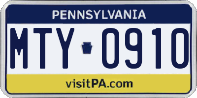 PA license plate MTY0910
