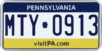 PA license plate MTY0913