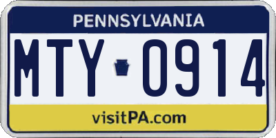 PA license plate MTY0914