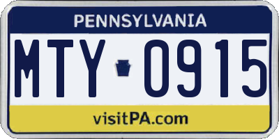 PA license plate MTY0915