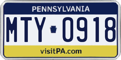PA license plate MTY0918