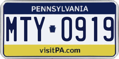PA license plate MTY0919