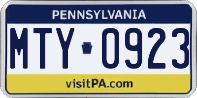 PA license plate MTY0923