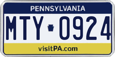 PA license plate MTY0924