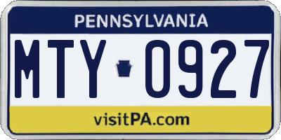 PA license plate MTY0927