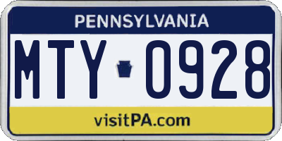 PA license plate MTY0928