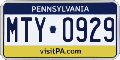 PA license plate MTY0929