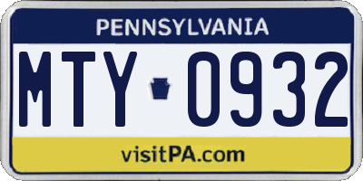 PA license plate MTY0932