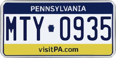PA license plate MTY0935