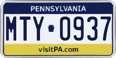 PA license plate MTY0937