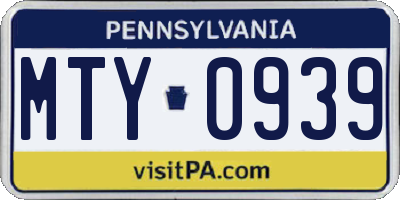 PA license plate MTY0939