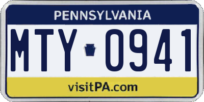 PA license plate MTY0941