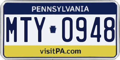 PA license plate MTY0948
